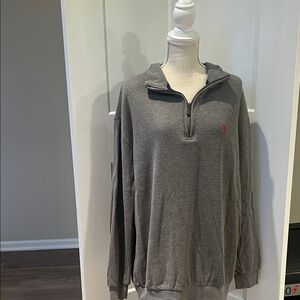 US Polo Association Men’s Gray Half-Zip with Red Logo